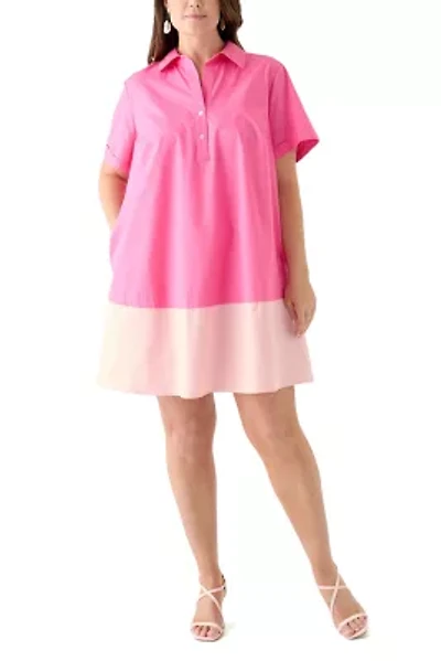 Plus Short Sleeve V-Neck  Cotton A-Line Dress