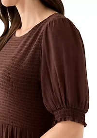 Women's Puff Sleeve Smocked Midi Dress