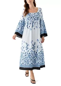 Women's Long Bell Sleeve Floral Maxi Dress