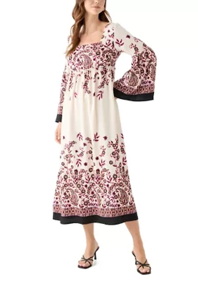 Women's Long Bell Sleeve Floral Maxi Dress