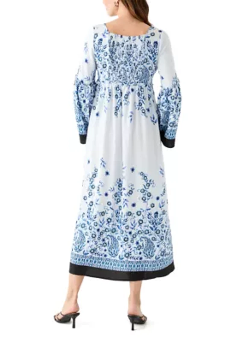 Women's Long Bell Sleeve Floral Maxi Dress