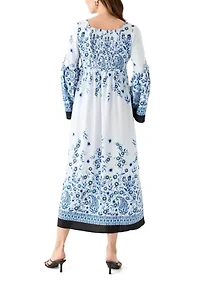 Women's Long Bell Sleeve Floral Maxi Dress