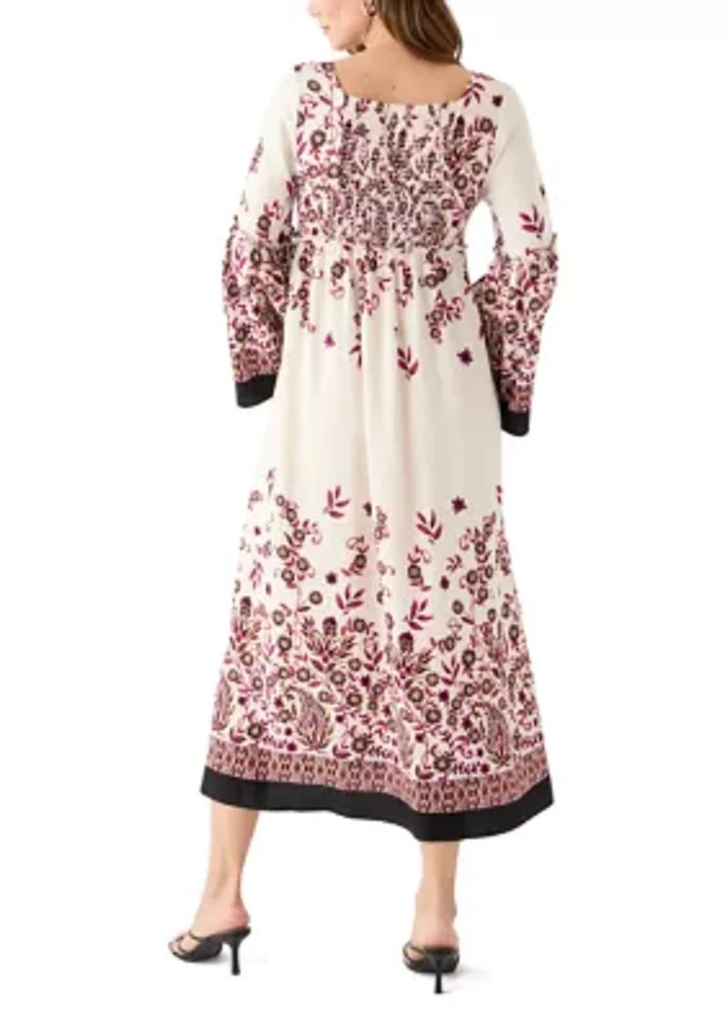 Women's Long Bell Sleeve Floral Maxi Dress