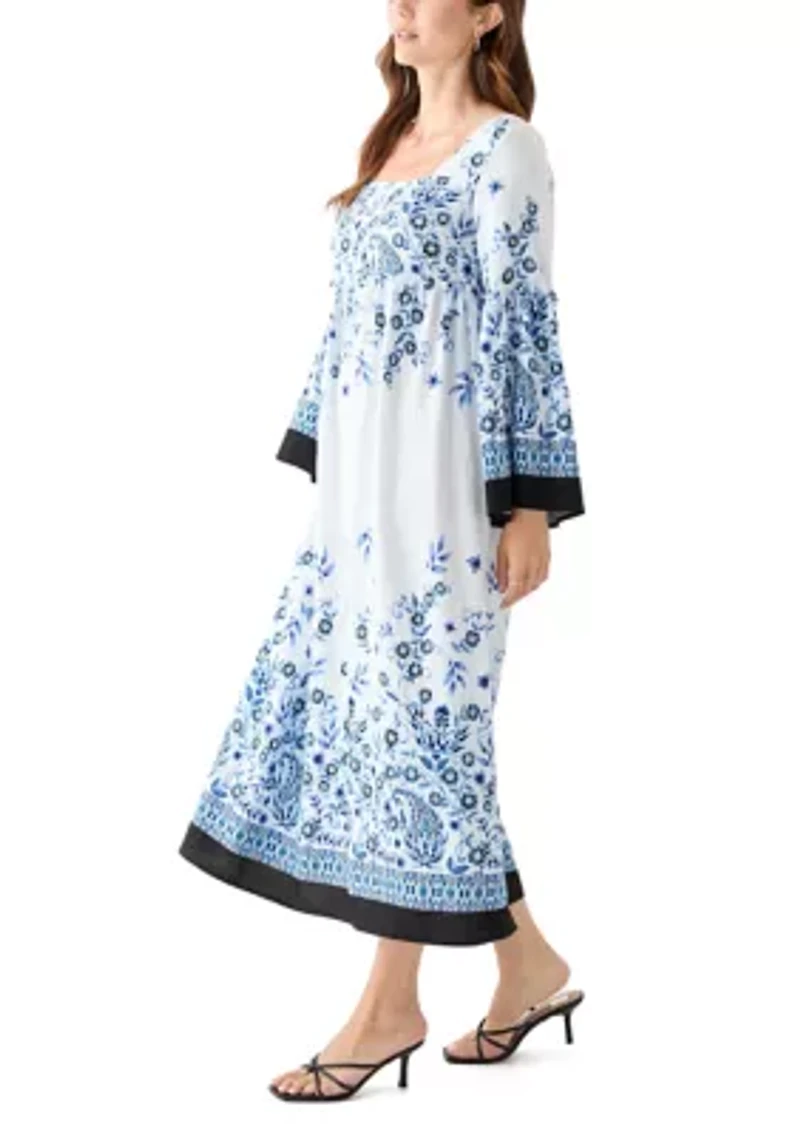 Women's Long Bell Sleeve Floral Maxi Dress