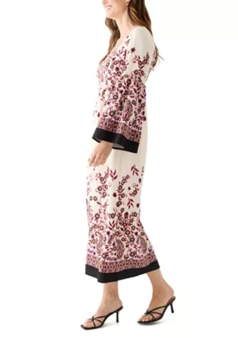 Women's Long Bell Sleeve Floral Maxi Dress