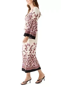 Women's Long Bell Sleeve Floral Maxi Dress