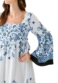 Women's Long Bell Sleeve Floral Maxi Dress