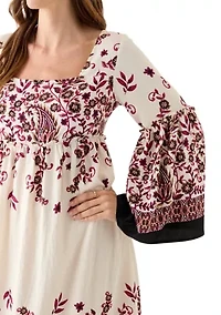 Women's Long Bell Sleeve Floral Maxi Dress