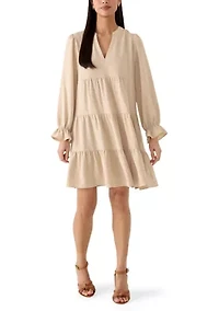 Women's Long Sleeve Solid Airflow A-Line Dress