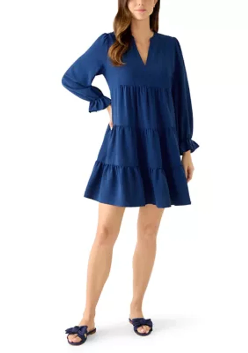 Women's Long Sleeve Solid Airflow A-Line Dress