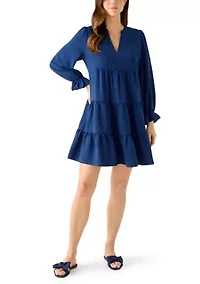 Women's Long Sleeve Solid Airflow A-Line Dress