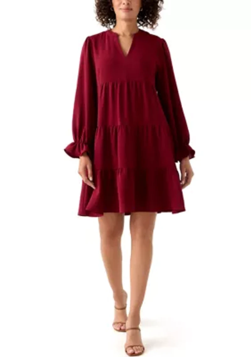 Women's Long Sleeve Solid Airflow A-Line Dress