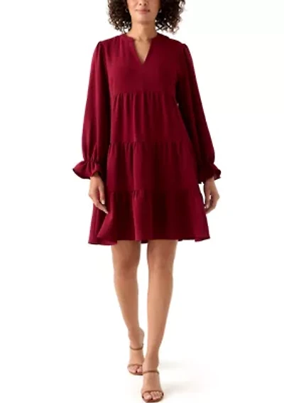 Women's Long Sleeve Solid Airflow A-Line Dress