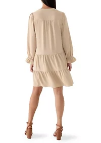 Women's Long Sleeve Solid Airflow A-Line Dress