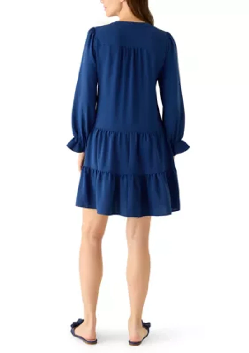 Women's Long Sleeve Solid Airflow A-Line Dress