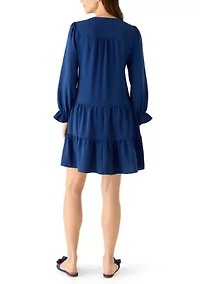 Women's Long Sleeve Solid Airflow A-Line Dress