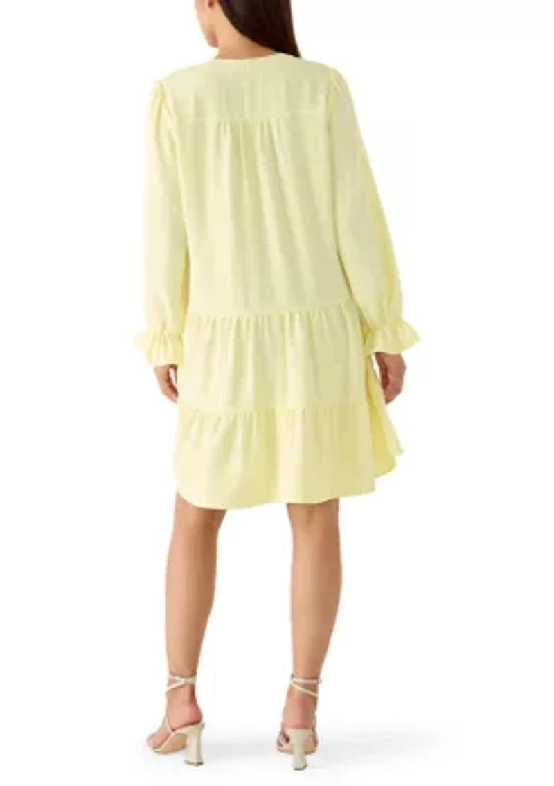 Women's Long Sleeve Solid Airflow A-Line Dress