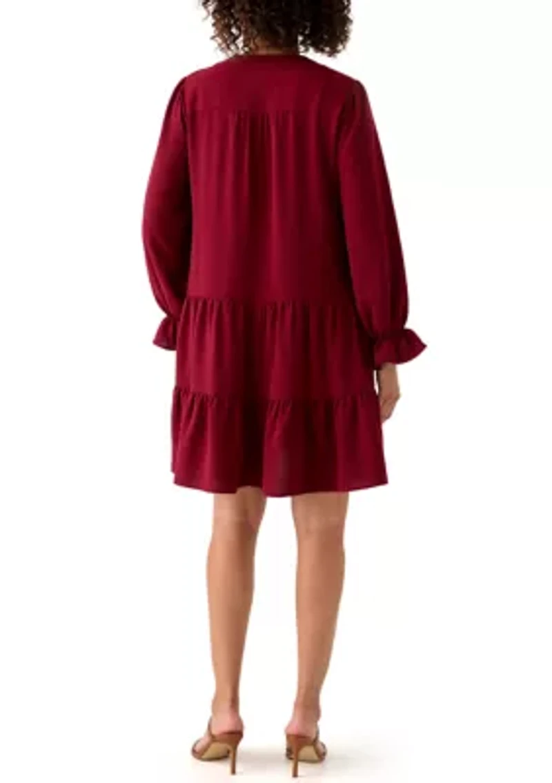 Women's Long Sleeve Solid Airflow A-Line Dress