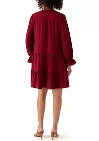 Women's Long Sleeve Solid Airflow A-Line Dress
