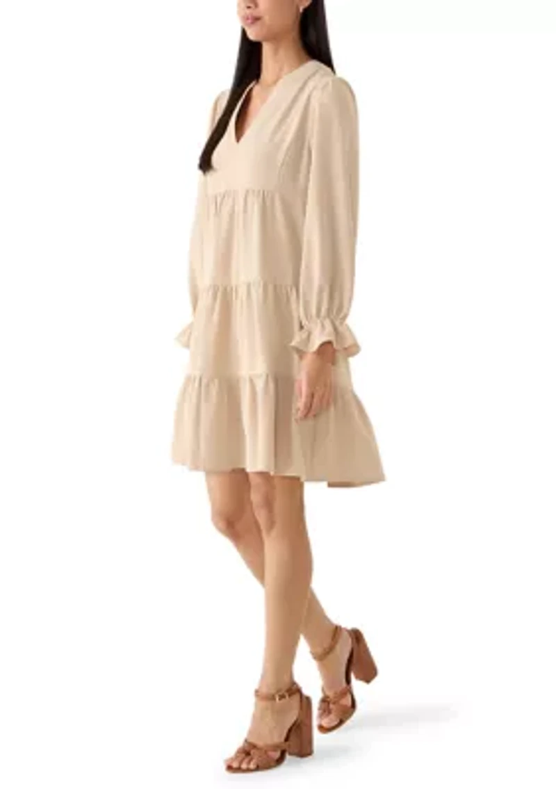 Women's Long Sleeve Solid Airflow A-Line Dress