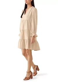 Women's Long Sleeve Solid Airflow A-Line Dress