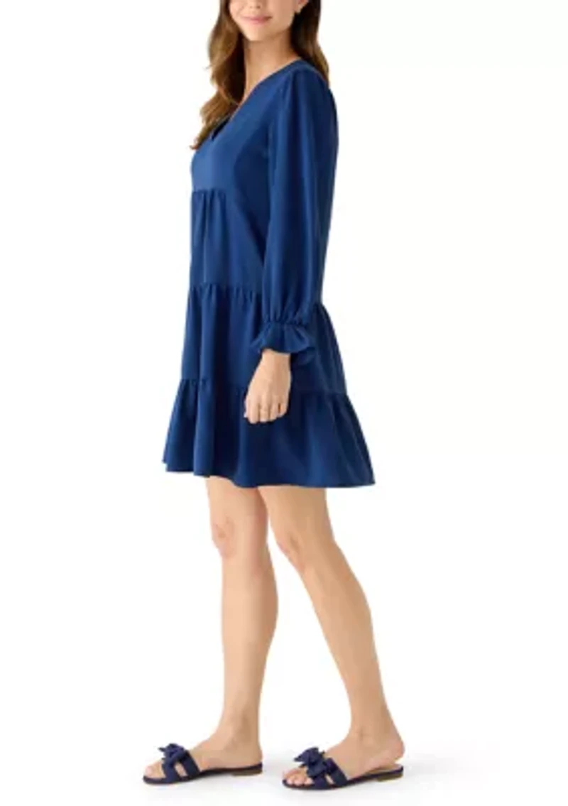 Women's Long Sleeve Solid Airflow A-Line Dress