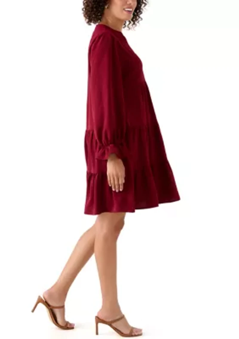 Women's Long Sleeve Solid Airflow A-Line Dress