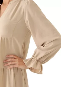 Women's Long Sleeve Solid Airflow A-Line Dress