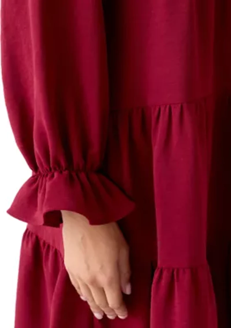 Women's Long Sleeve Solid Airflow A-Line Dress