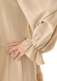 Plus Long Sleeve Tiered Babydoll Dress