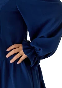 Plus Long Sleeve Tiered Babydoll Dress