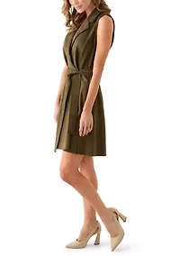 Women's Sleeveless Collar Neck Suede Dress