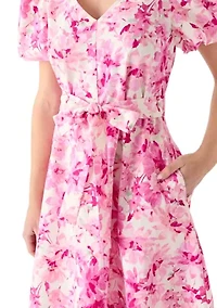 Women's Long Sleeve Chiffon Pleater Mini Dress