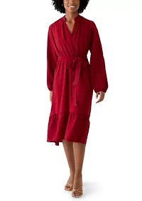 Women's Belted Tiered A-Line Midi Dress