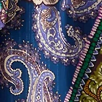 Women's Long Sleeve Belted Paisley Midi Dress