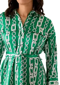 Women's 3/4 Sleeve Printed A-Line Dress