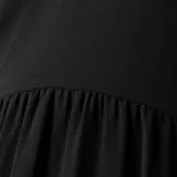 Women's Long Sleeve V-Neck Solid Tier Chiffon Mini Dress