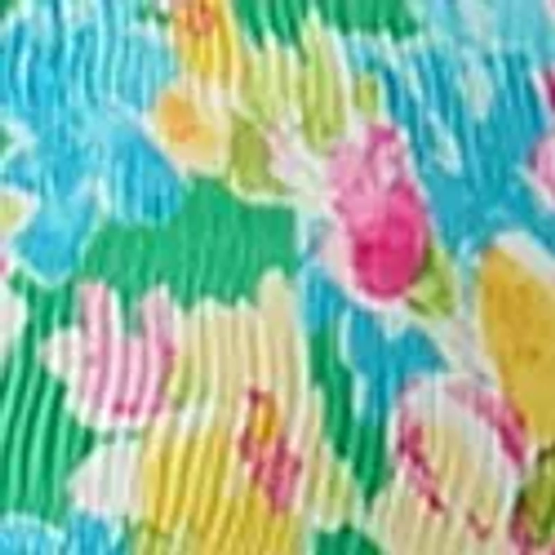 Plus Long Sleeve Keyhole Floral Pleater Dress