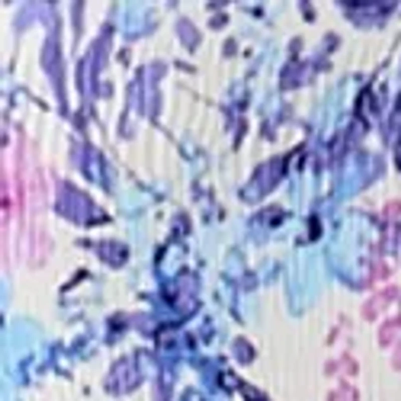 Plus Long Sleeve Scoop Keyhole Floral Dress