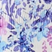 Plus Long Sleeve Scoop Keyhole Floral Dress