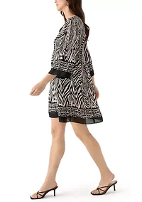 Women's Printed Pleated Mini Dress