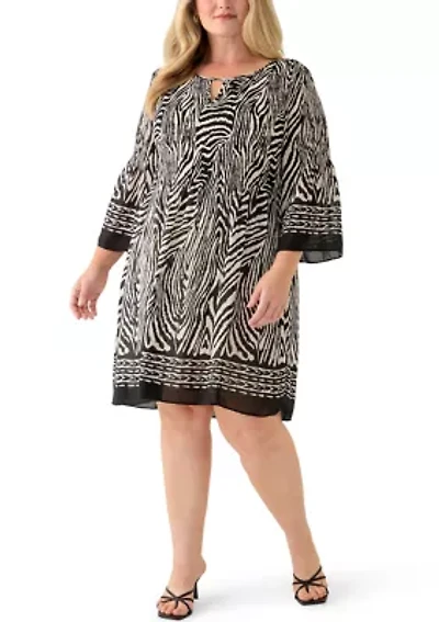 Plus Printed Pleated Mini Dress