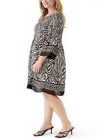 Plus Printed Pleated Mini Dress