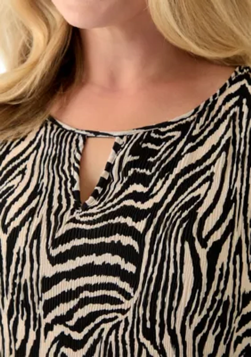 Plus Printed Pleated Mini Dress