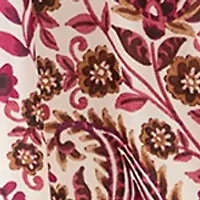 Plus Long Sleeve Keyhole Neck Floral Print Pleater Dress