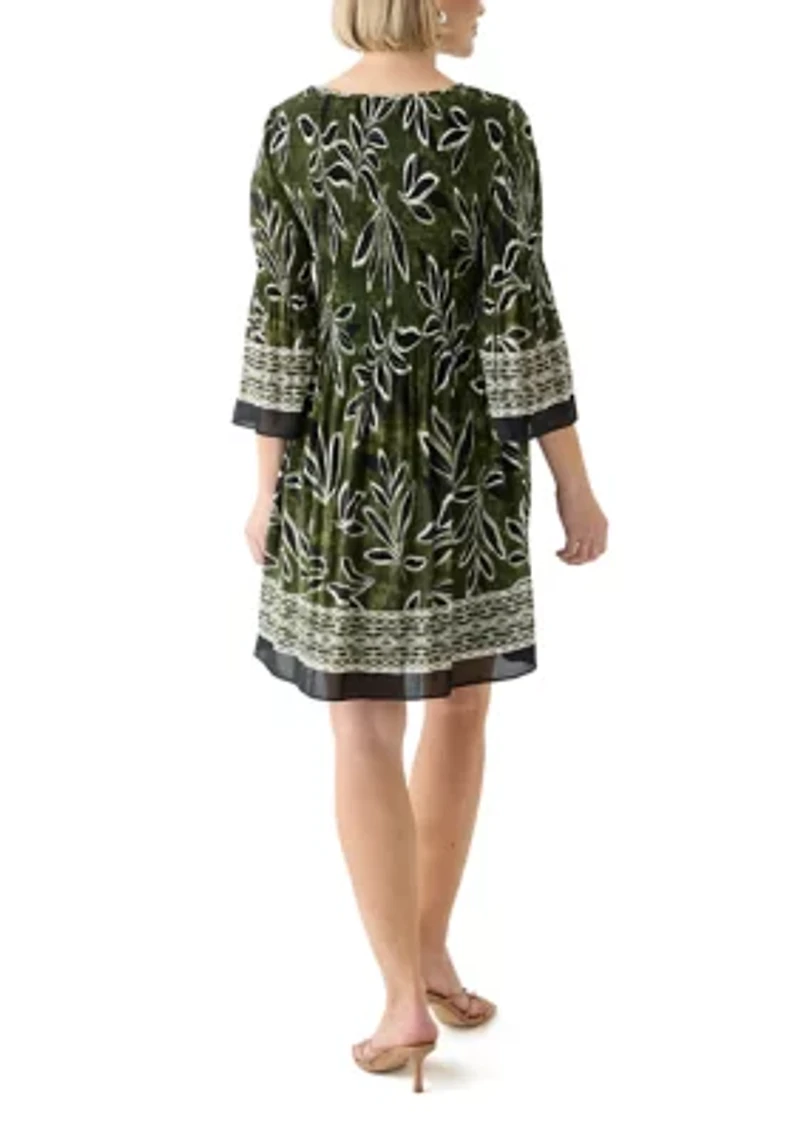 Women's Long Bell Sleeve Pleater Mini Dress