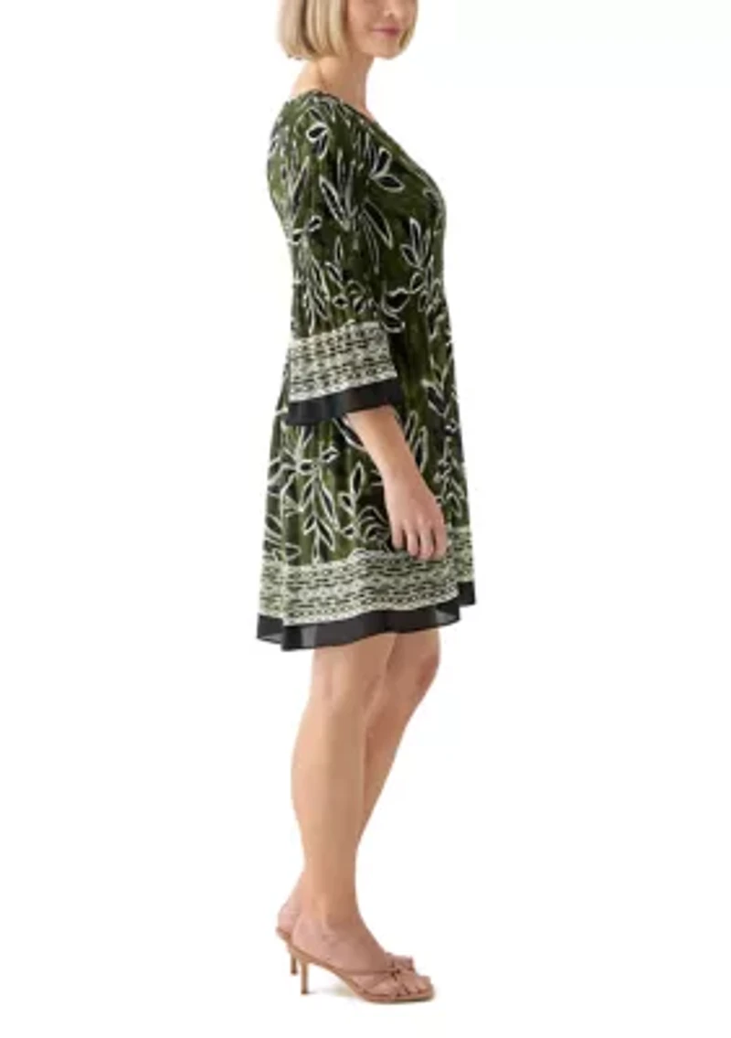 Women's Long Bell Sleeve Pleater Mini Dress
