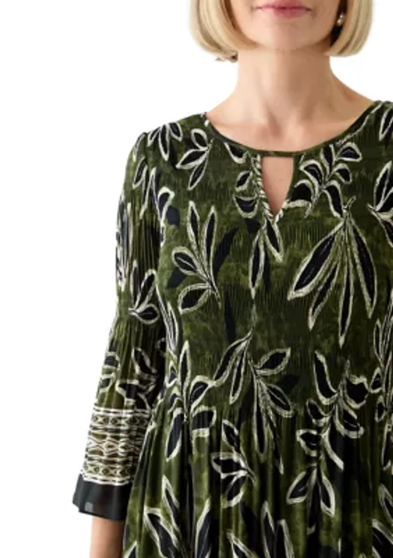 Women's Long Bell Sleeve Pleater Mini Dress