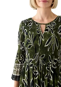 Women's Long Bell Sleeve Pleater Mini Dress
