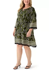 Plus Long Bell Sleeve Pleater Mini Dress